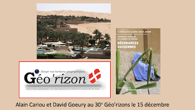 Lire la suite à propos de l’article Alain Cariou et David Goeury au 30e Géo’rizons le 15 décembre