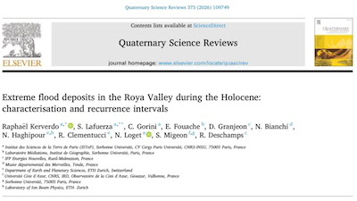 Eric Fouache co-auteur d'un article chez Elsevier