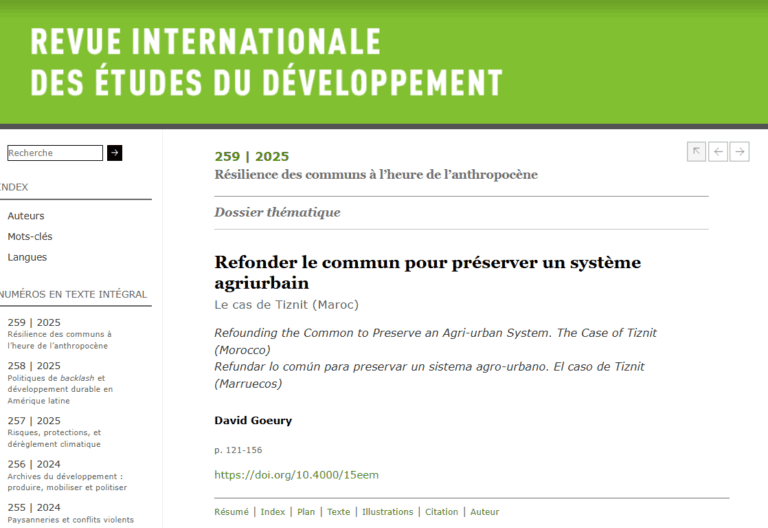 Lire la suite à propos de l’article David Goeury publie un article sur les biens communs agriurbains