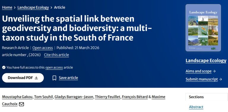Lire la suite à propos de l’article Moustapha Gakou et François Bétard publient un article sur les relations géodiversité-biodiversité dans Landscape Ecology